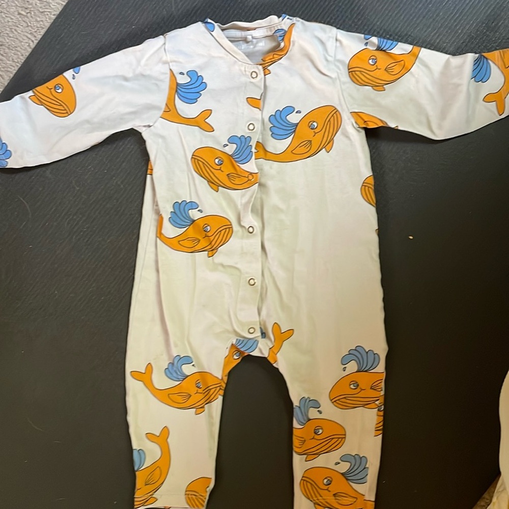 Mini Rodini whale printed onesie
